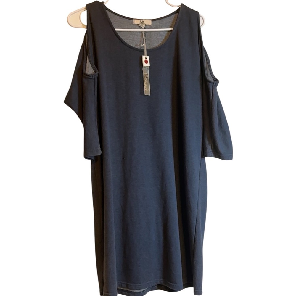 YA Los Angeles Cold Shoulder Dress Womens Medium Gray‎ Casual Short Sleeve EUC